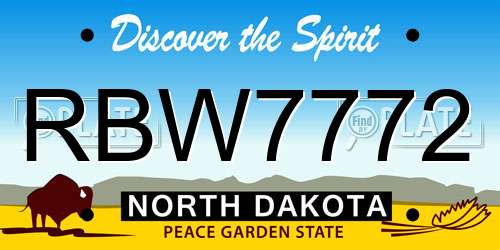 RBW7772 North Dakota License Plate