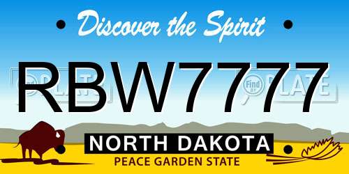 RBW7777 North Dakota License Plate
