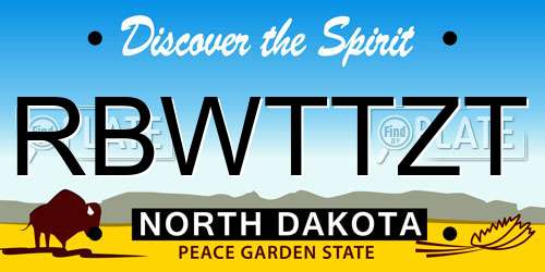 RBWTTZT North Dakota License Plate