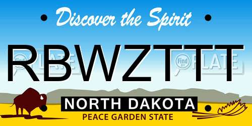 RBWZTTT North Dakota License Plate