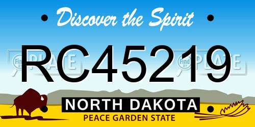 RC45219 North Dakota License Plate