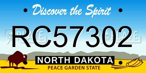 RC57302 North Dakota License Plate