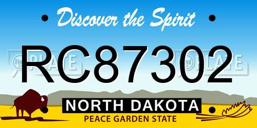 RC87302 North Dakota License Plate