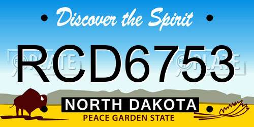 RCD6753 North Dakota License Plate