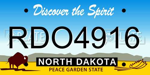 RDO4916 North Dakota License Plate