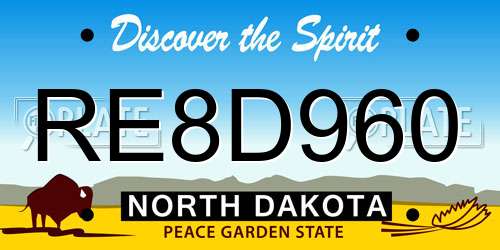 RE8D960 North Dakota License Plate