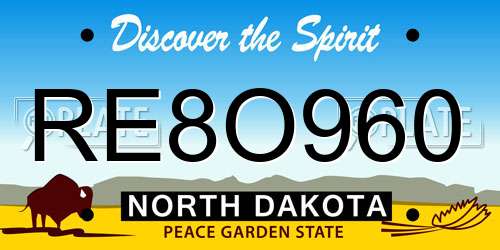 RE8O960 North Dakota License Plate