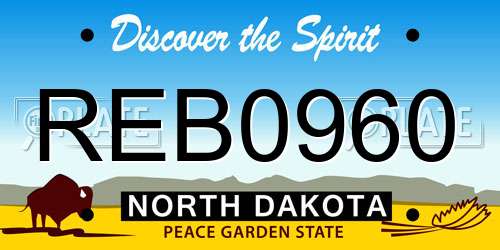 REB0960 North Dakota License Plate