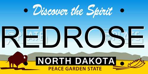 REDROSE North Dakota License Plate