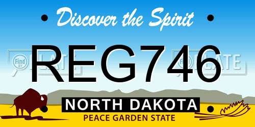 REG746 North Dakota License Plate
