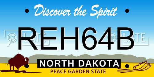 REH64B North Dakota License Plate