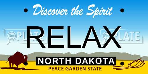 RELAX North Dakota License Plate
