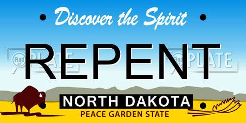 REPENT North Dakota License Plate