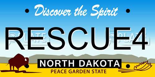RESCUE4 North Dakota License Plate