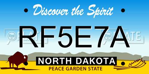 RF5E7A North Dakota License Plate