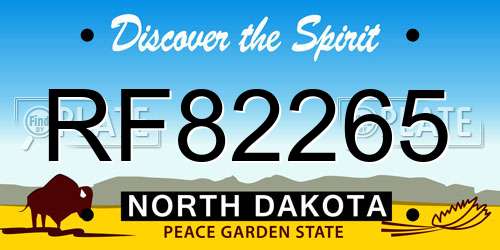 RF82265 North Dakota License Plate
