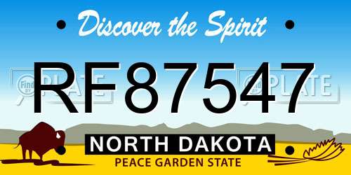RF87547 North Dakota License Plate
