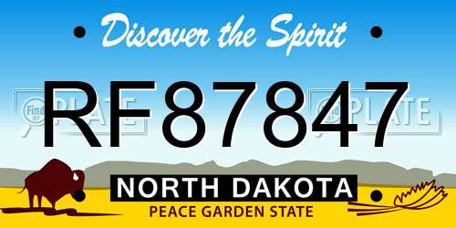 RF87847 North Dakota License Plate
