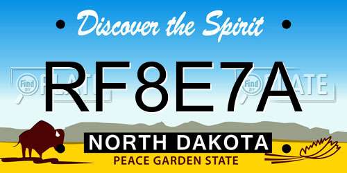 RF8E7A North Dakota License Plate