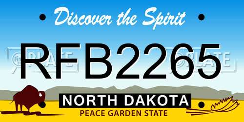 RFB2265 North Dakota License Plate