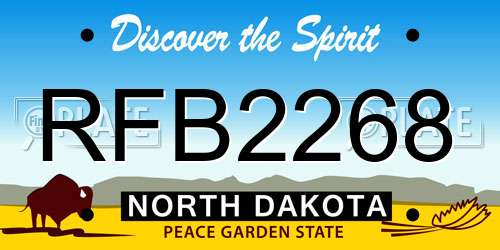 RFB2268 North Dakota License Plate