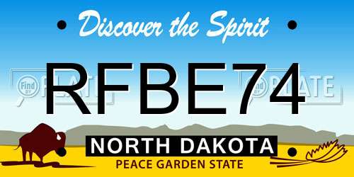 RFBE74 North Dakota License Plate