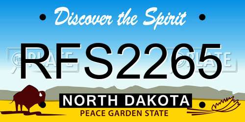 RFS2265 North Dakota License Plate