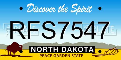 RFS7547 North Dakota License Plate