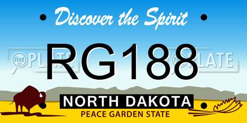 RG188 North Dakota License Plate