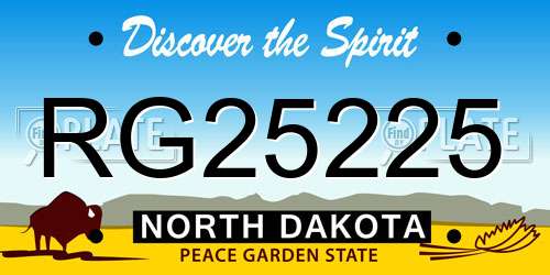 RG25225 North Dakota License Plate