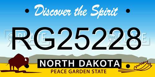 RG25228 North Dakota License Plate