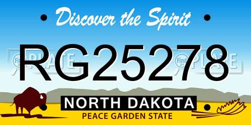 RG25278 North Dakota License Plate