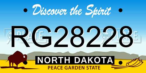 RG28228 North Dakota License Plate