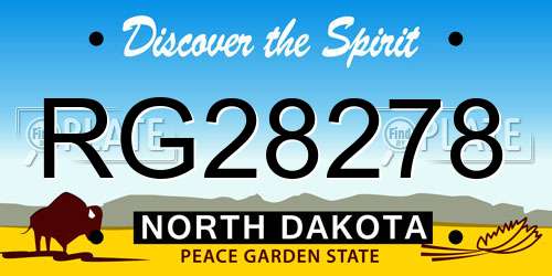 RG28278 North Dakota License Plate
