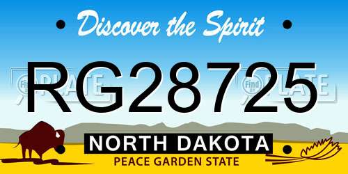 RG28725 North Dakota License Plate