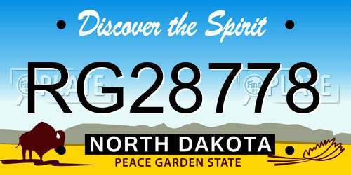 RG28778 North Dakota License Plate