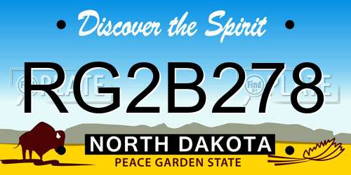 RG2B278 North Dakota License Plate