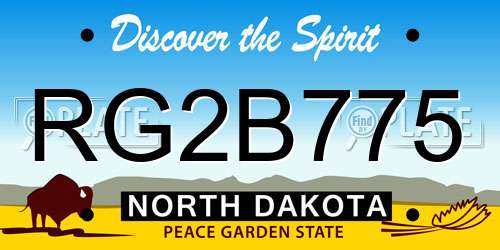 RG2B775 North Dakota License Plate