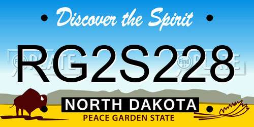 RG2S228 North Dakota License Plate