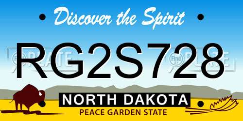 RG2S728 North Dakota License Plate