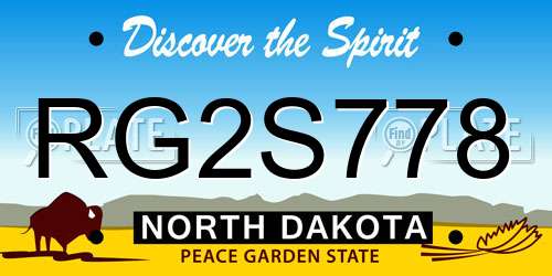 RG2S778 North Dakota License Plate