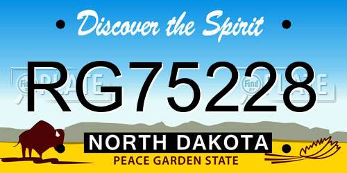 RG75228 North Dakota License Plate