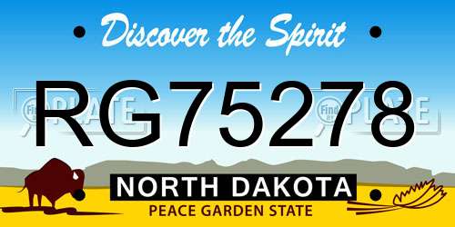 RG75278 North Dakota License Plate