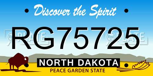 RG75725 North Dakota License Plate