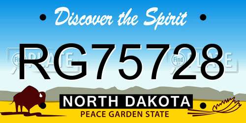 RG75728 North Dakota License Plate