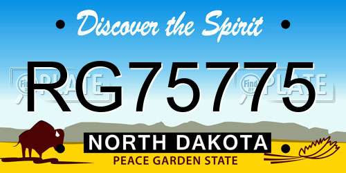 RG75775 North Dakota License Plate