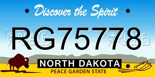 RG75778 North Dakota License Plate