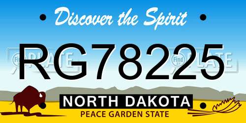 RG78225 North Dakota License Plate