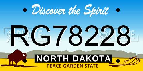 RG78228 North Dakota License Plate