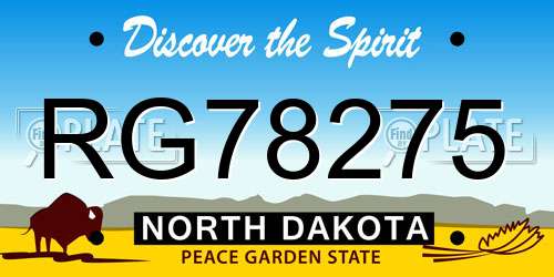 RG78275 North Dakota License Plate